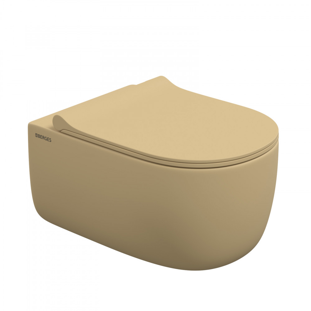 Унитаз подвесной Berges EGO XL 083211 безободковый, кашемир матовый