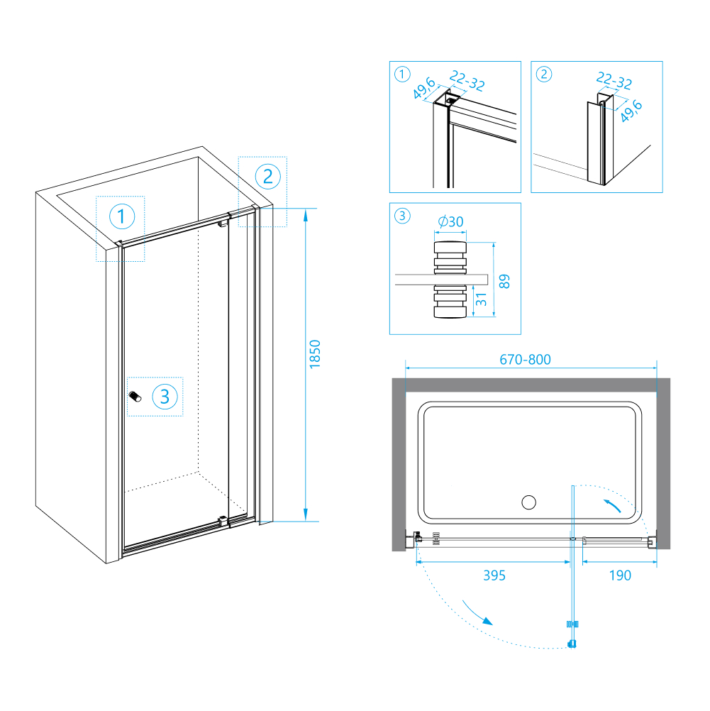 Душевая дверь RGW PA-02B 70х185