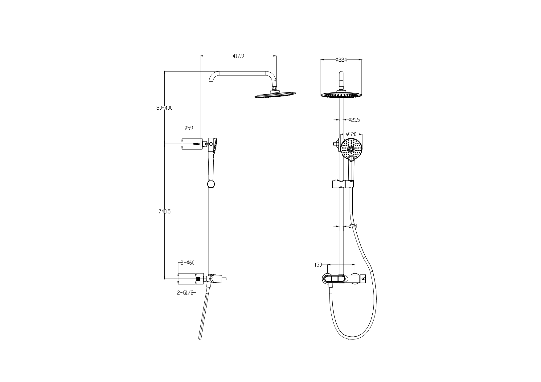Душевая система WONZON & WOGHAND MUSE Corno, Белый матовый WW-A30653-MW