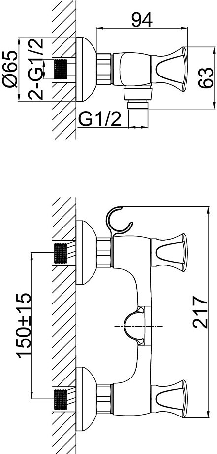 Смеситель для душа D&K Hessen Grimm DA1383101 хром