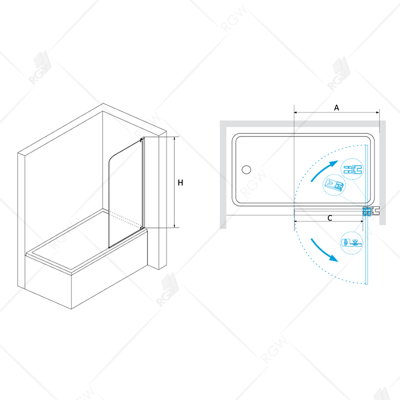 Шторка на ванну RGW SC-01 90х150