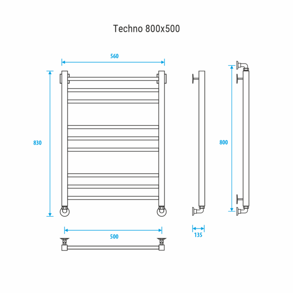 Водяной полотенцесушитель Energy Techno 800x500