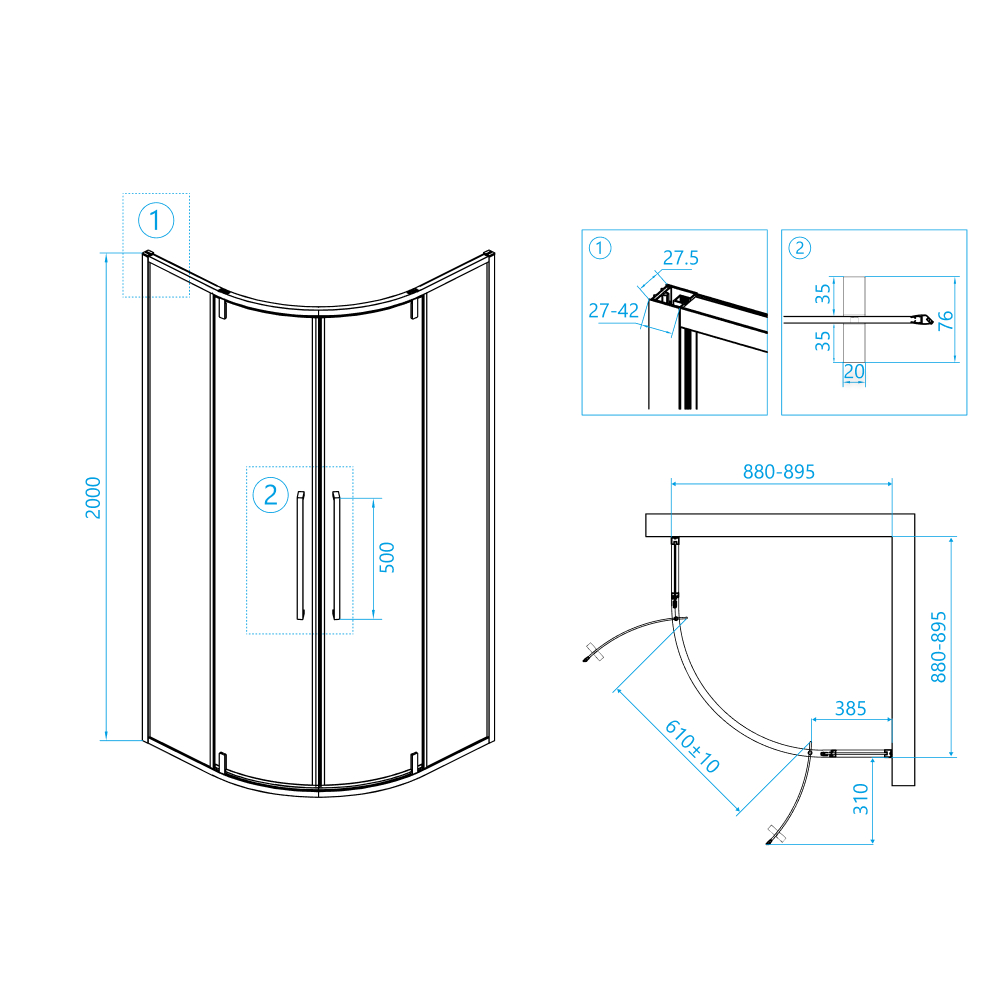 Душевой уголок RGW Stilvoll SV-53 B 90x90