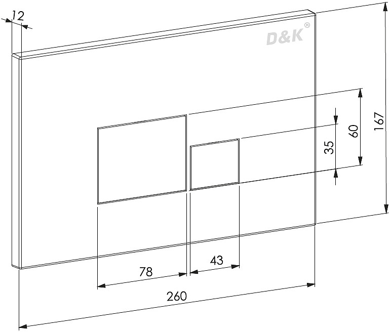 Кнопка смыва D&K Quadro DB1519001 универсальная, хром