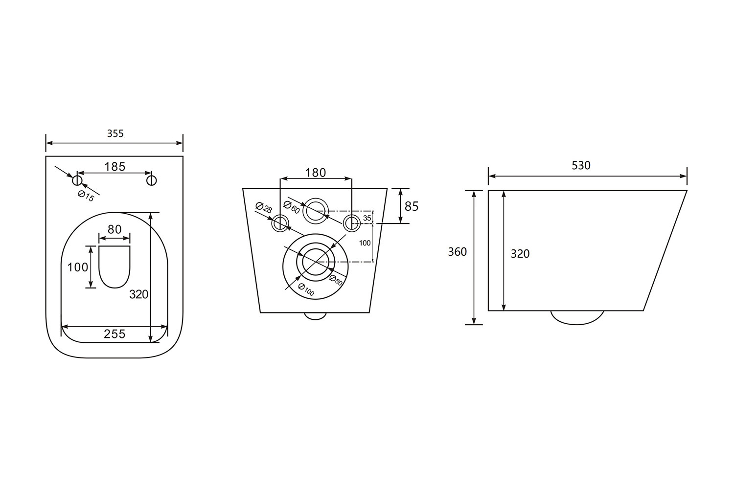 Унитаз Abber Rechteck AC1201MG подвесной серый матовый, безободковый