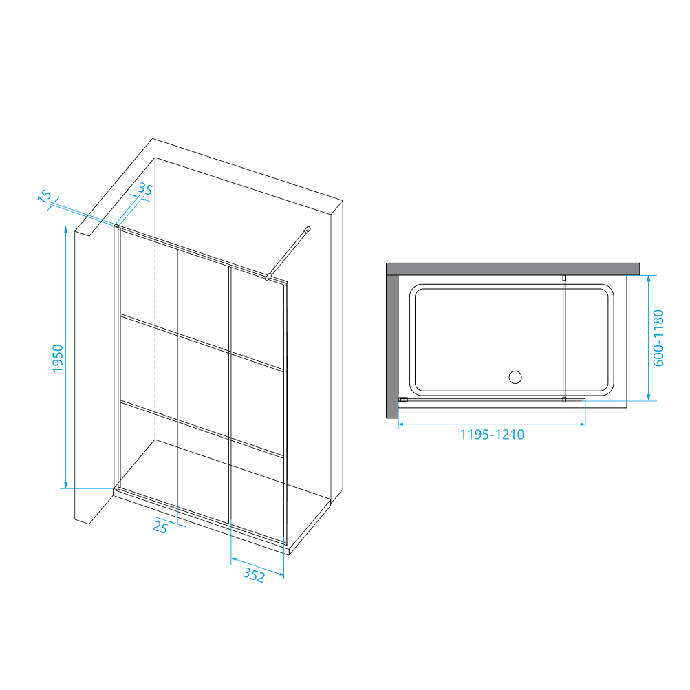 Перегородка для душа RGW WA-111B 120х195
