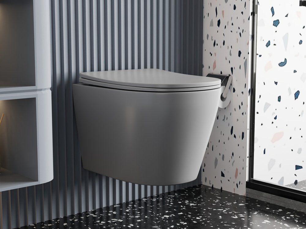 Унитаз Abber Bequem AC1102MG подвесной серый матовый, безободковый