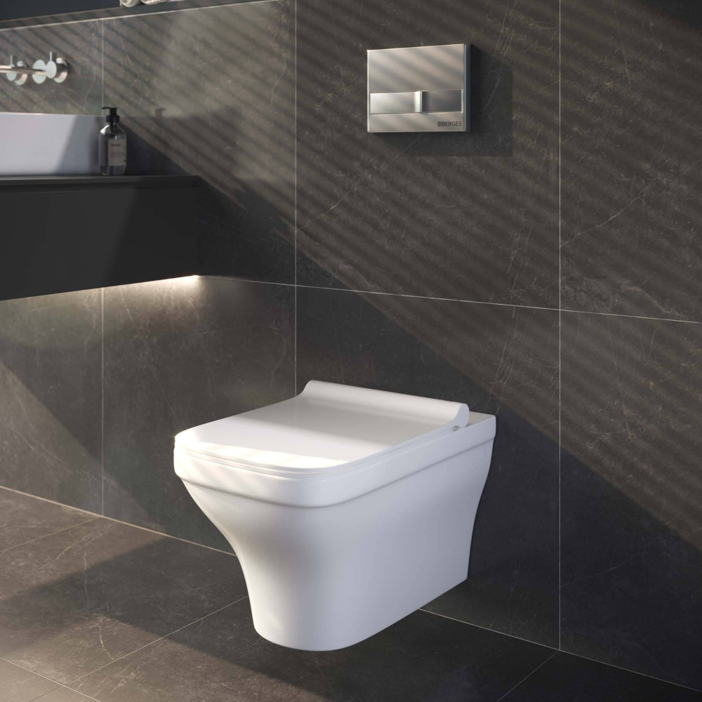 Унитаз подвесной Berges Strati 082132 безободковый, белый