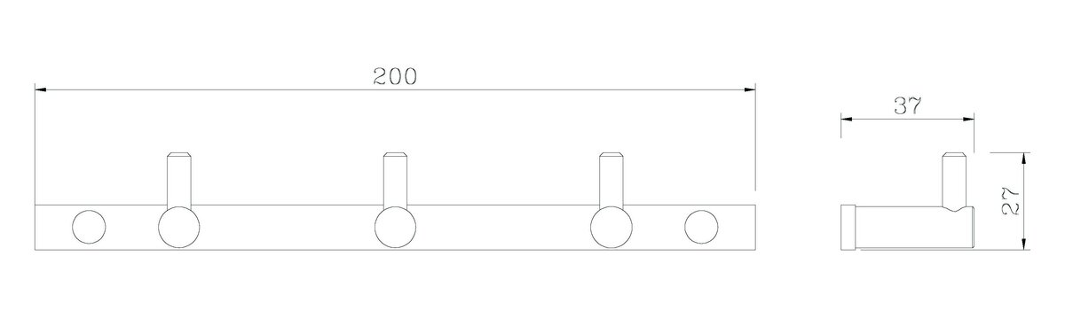 Планка настенная узкая 3 крючка Rush Bianki BI76232