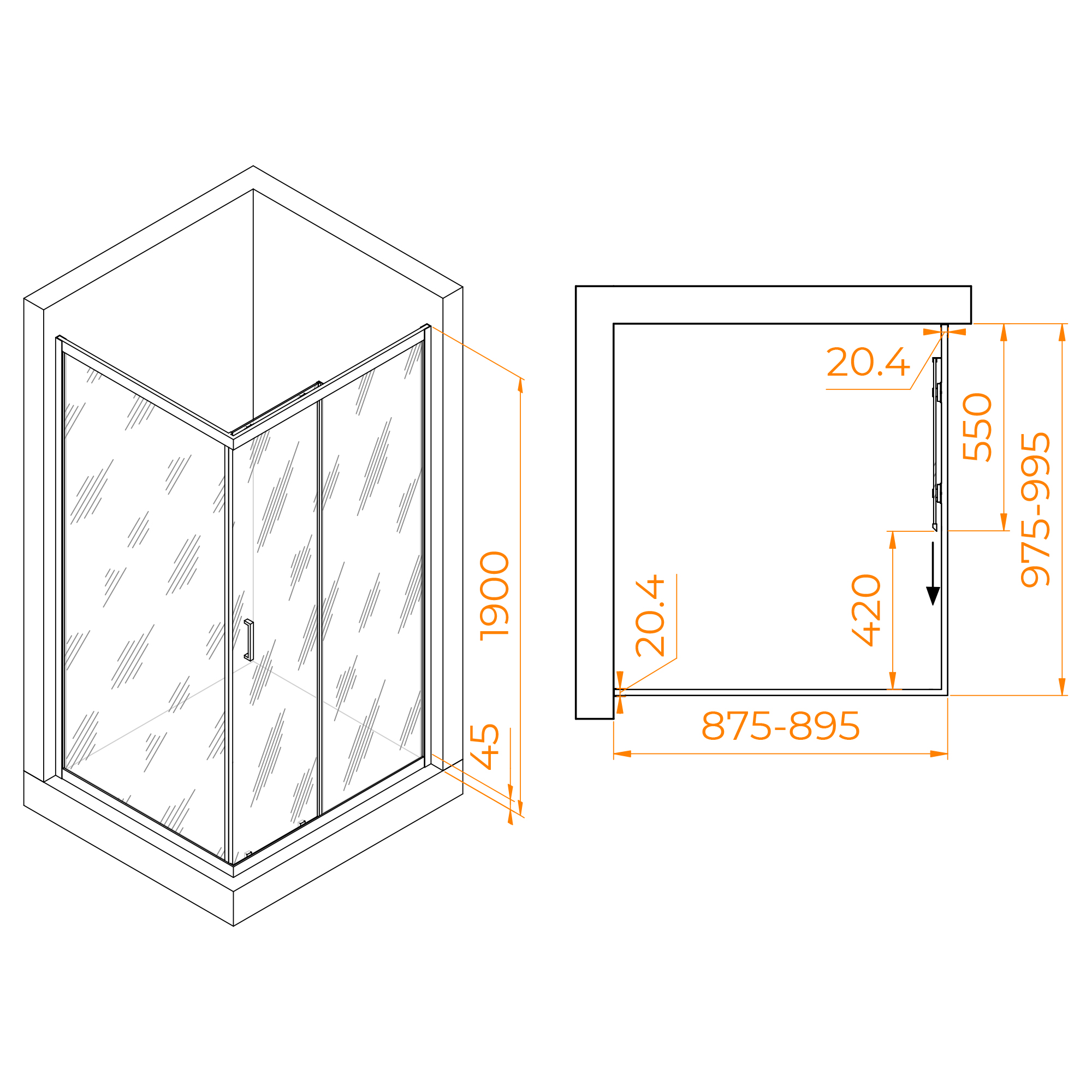 Душевой уголок RGW PA-245 90х100