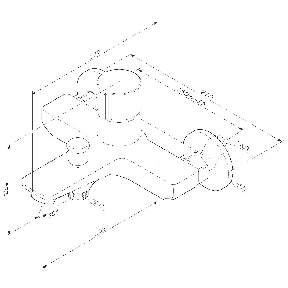 Смеситель для ванны и душа AM.PM X-Joy F85A10522 нажимной TouchReel