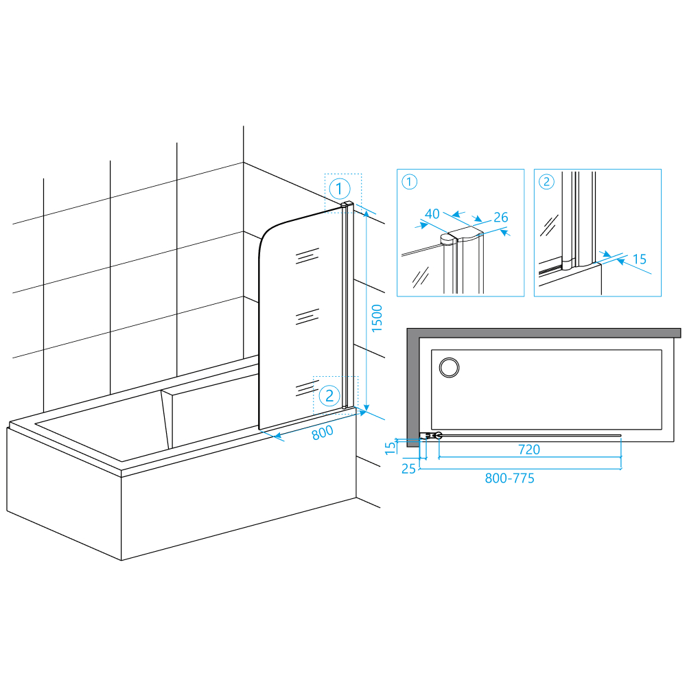 Шторка на ванну RGW SC-05 80х150