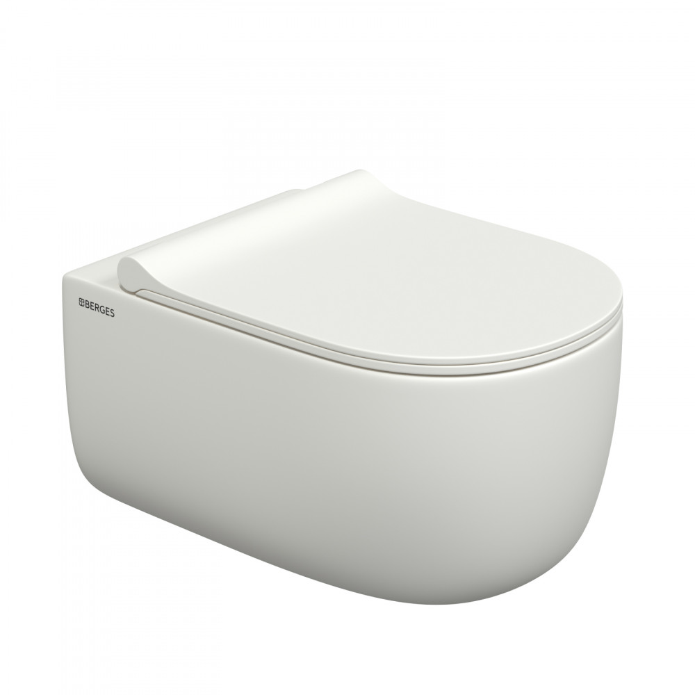 Унитаз подвесной Berges EGO XL 082228 безободковый, белый матовый