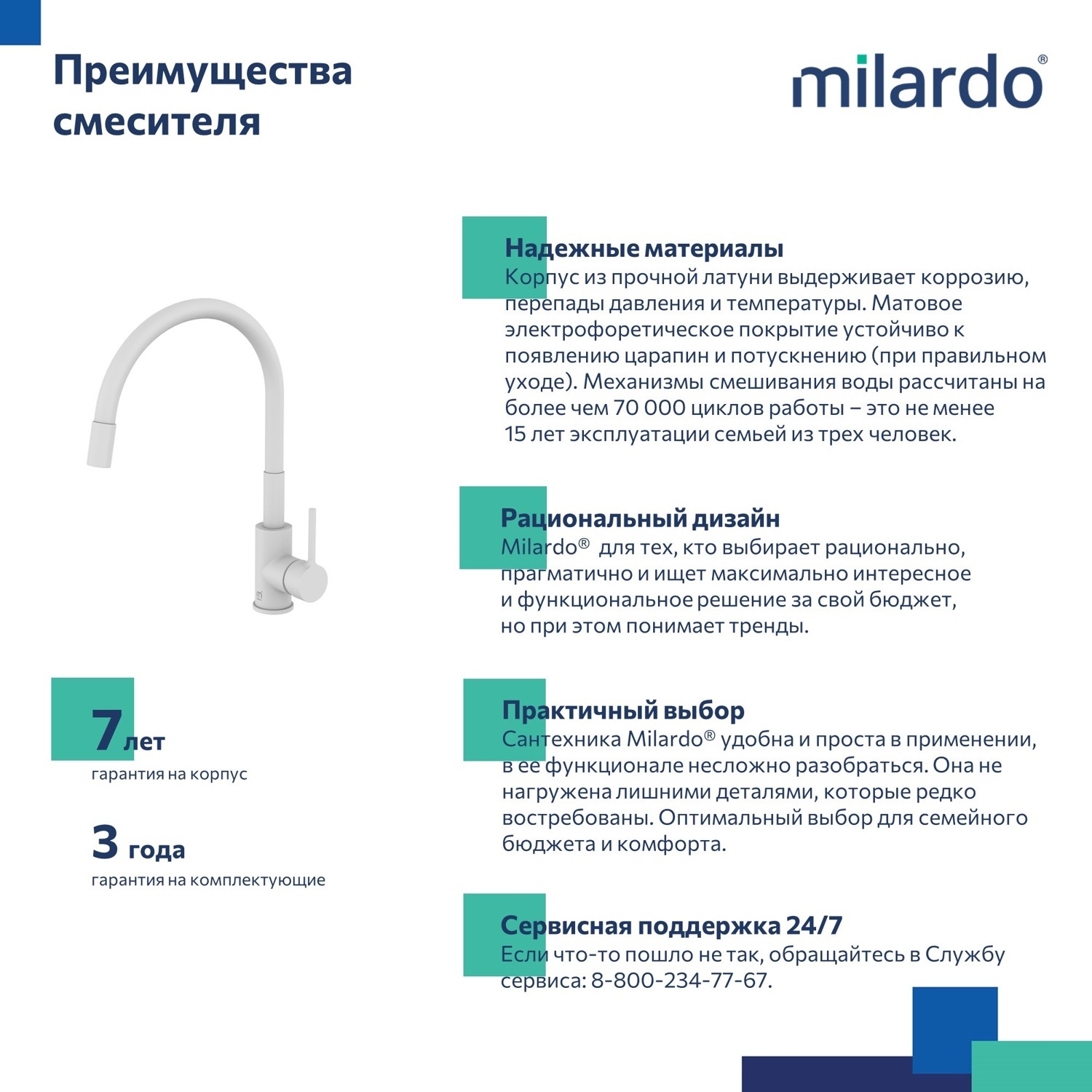 Смеситель для кухни Milardo Meal M01WT0FM05