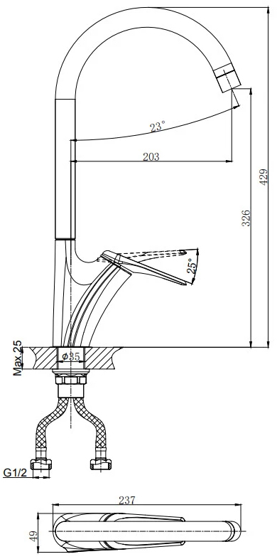 Смеситель для кухни Rush Nevis NE1735-22Black