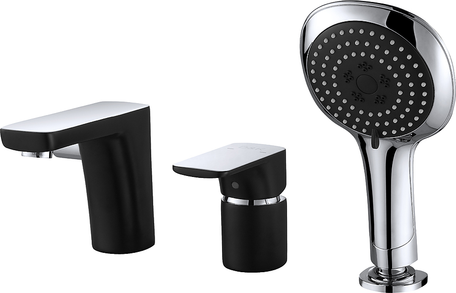 Смеситель на борт ванны D&K Berlin Technische DA1434915 на 3 отверстия, черный, хром