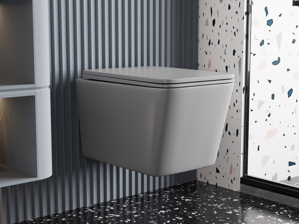 Унитаз Abber Rechteck AC1201MG подвесной серый матовый, безободковый