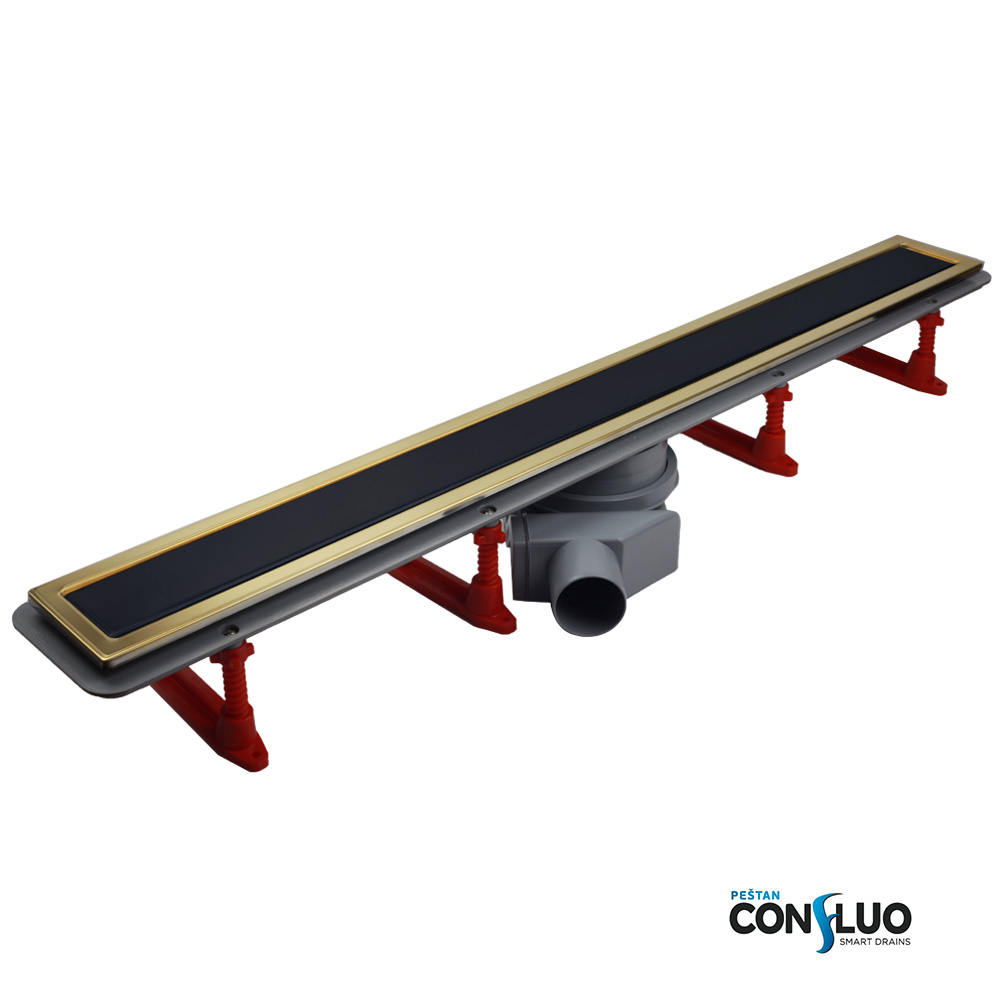 Confluo Premium Gold Black Glass Line 300 линейный трап PESTAN