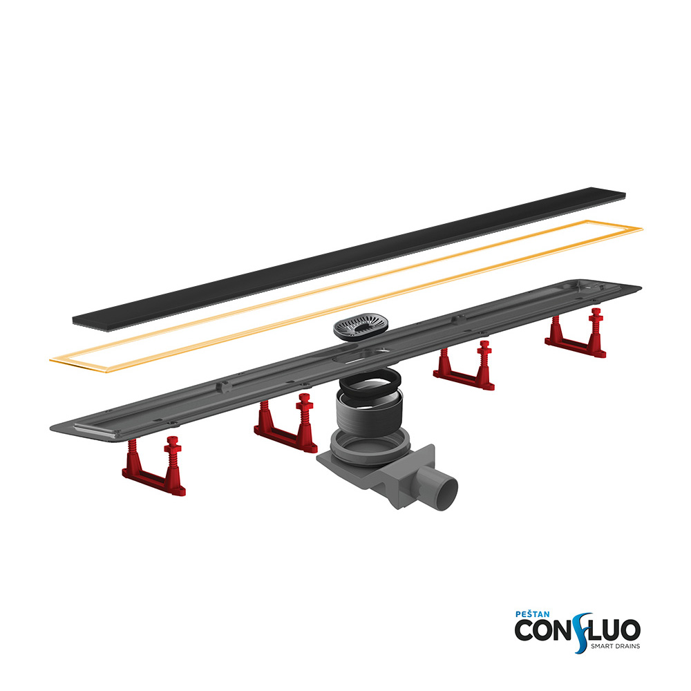 Confluo Premium Gold Black Glass Line 300 линейный трап PESTAN