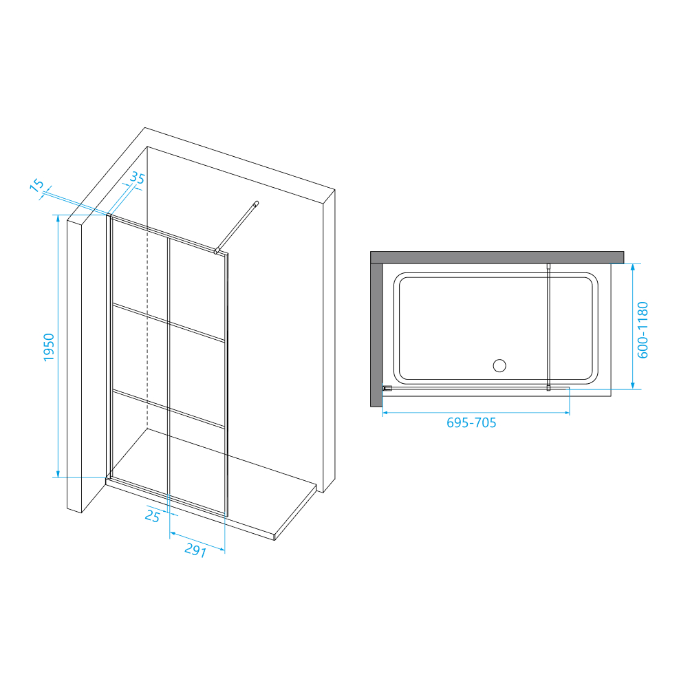 Перегородка для душа RGW WA-111B 70х195