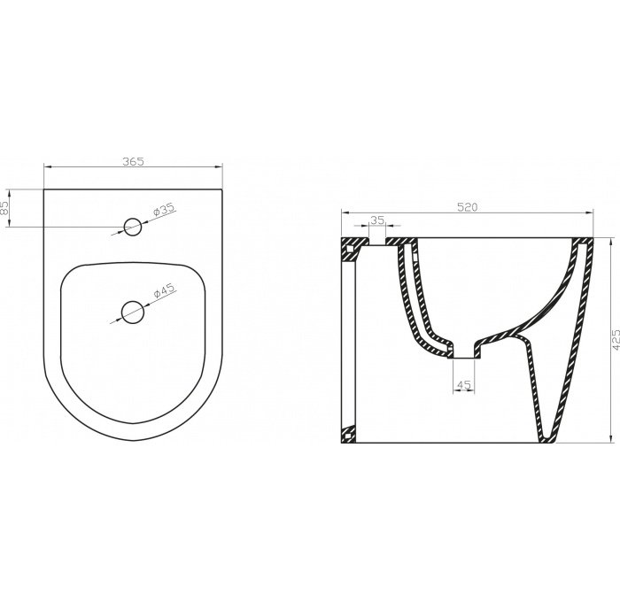 Биде напольное BelBagno Marino BB105B