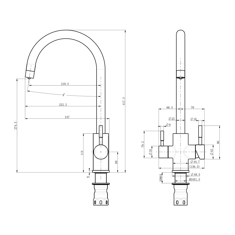 Смеситель для кухни Olive's Balear 13445BLB