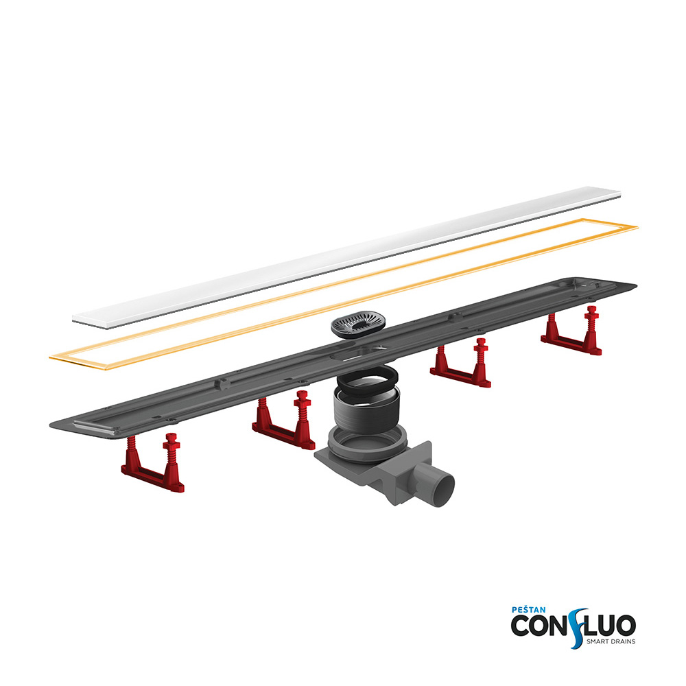 Confluo Premium Gold White Glass Line 300 линейный трап PESTAN