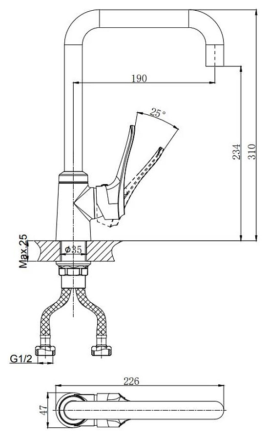 Смеситель для кухни RUSH Jawa JA0735-23