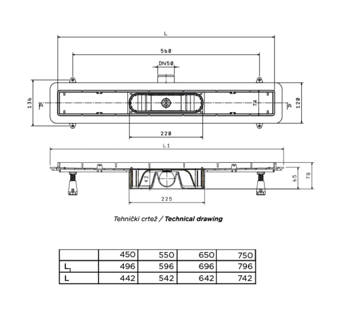Душевой лоток PESTAN Fix Line 450