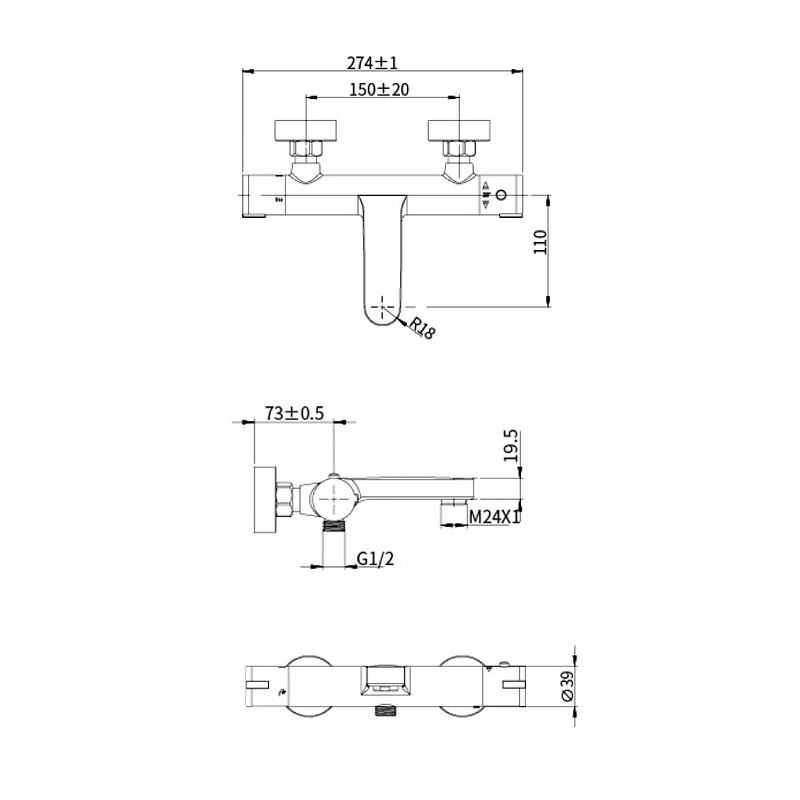 Смеситель для ванны Olive's Termo 34200TM