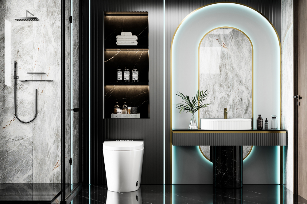 Электронный унитаз-биде Abber Bequem AC1116S приставной белый