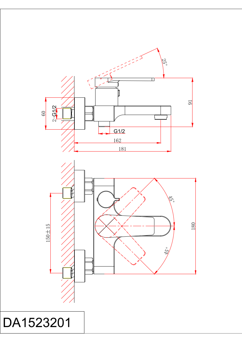 Смеситель для ванны с душем D&K Bayern.Fürth DA1523208