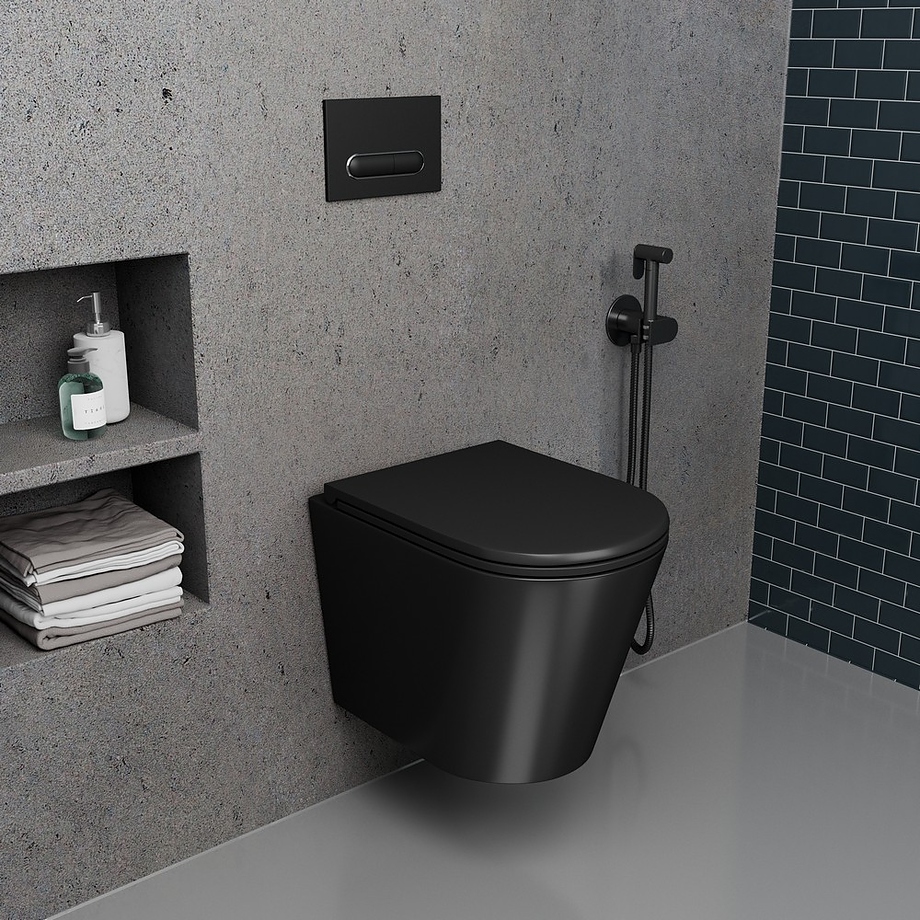 Унитаз подвесной D&K Venice DT1026025 безободковый, черный