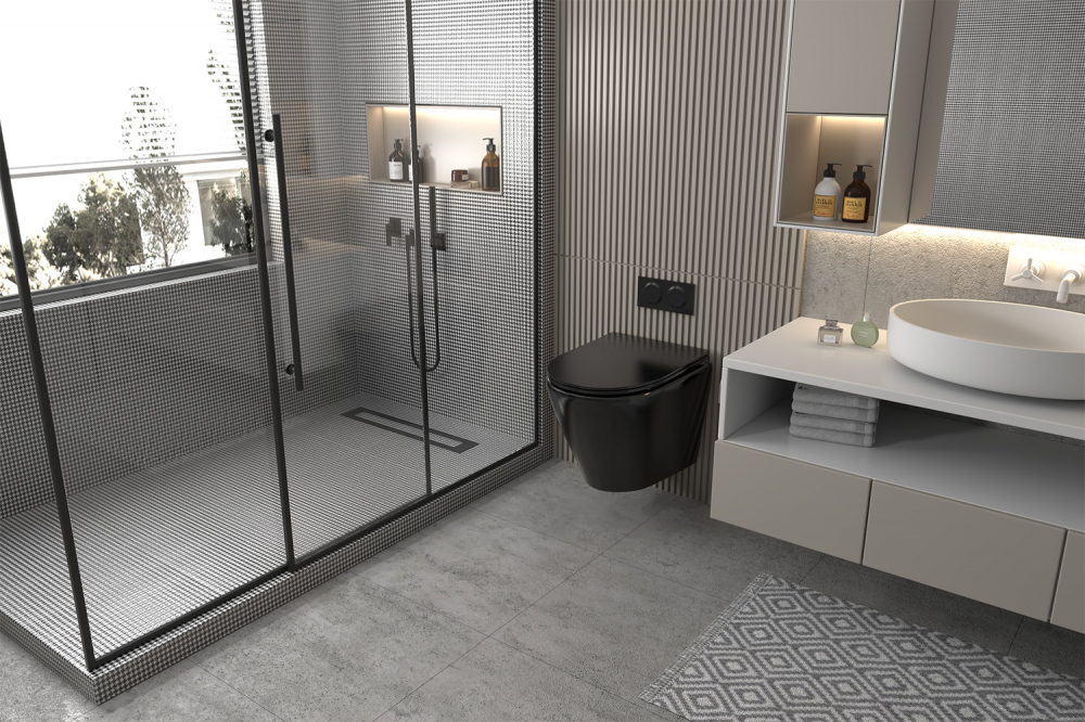 Унитаз Abber Bequem AC1102MB подвесной черный матовый, безободковый