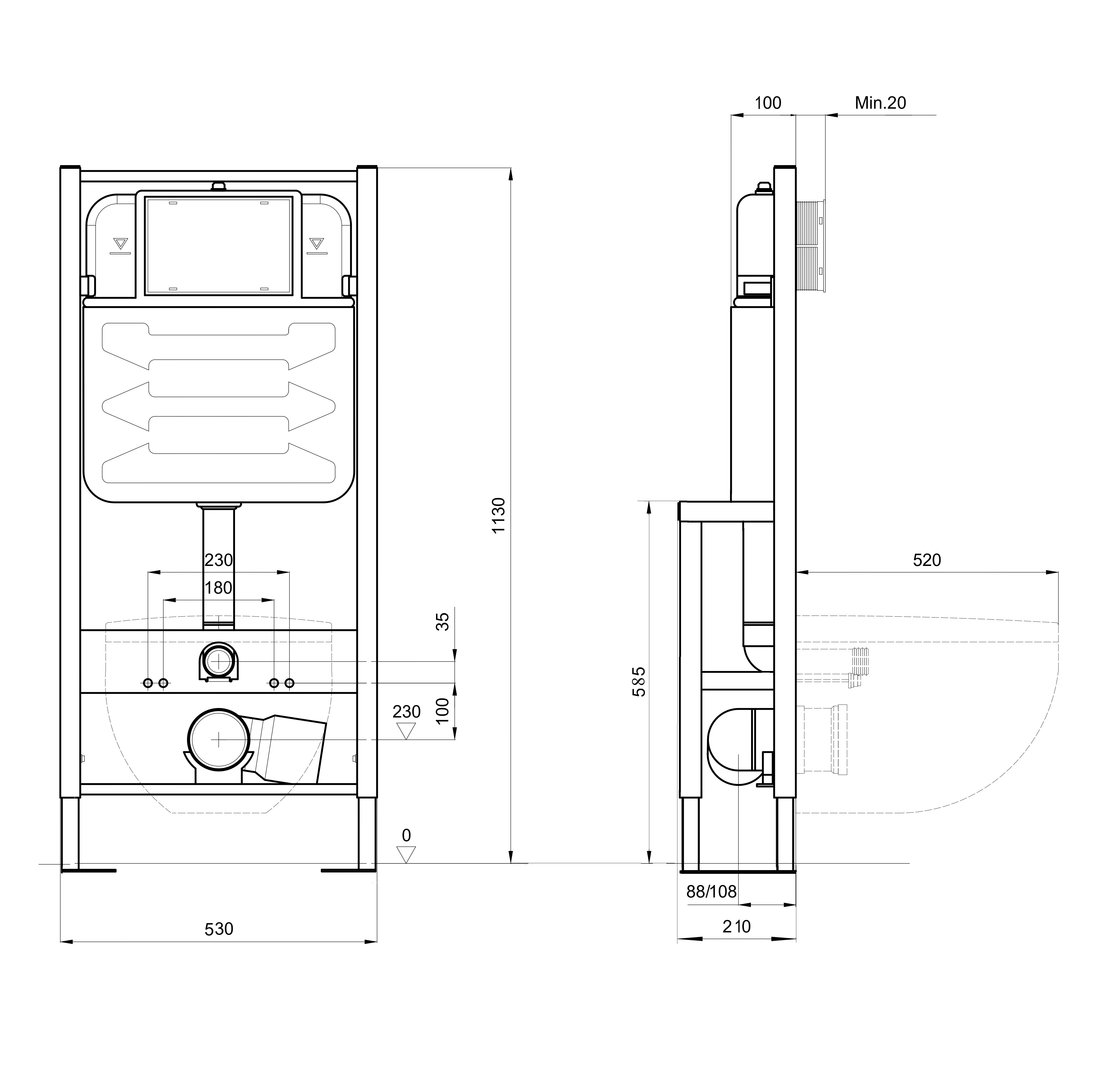 Инсталляция для подвесного унитаза отдельностоящая