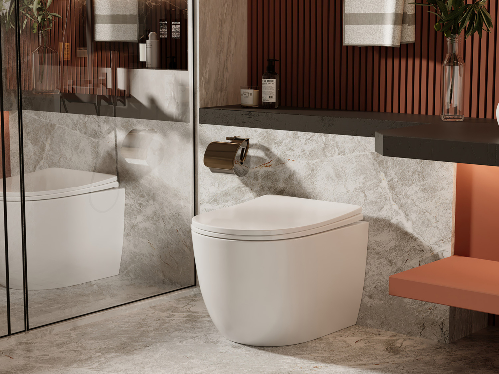 Унитаз Abber Bequem AC1111 приставной белый, безободковый