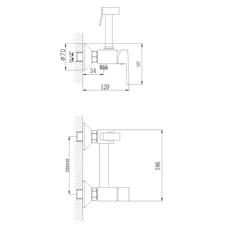 Гигиенический душ со смесителем Haiba HB5513-7, черный