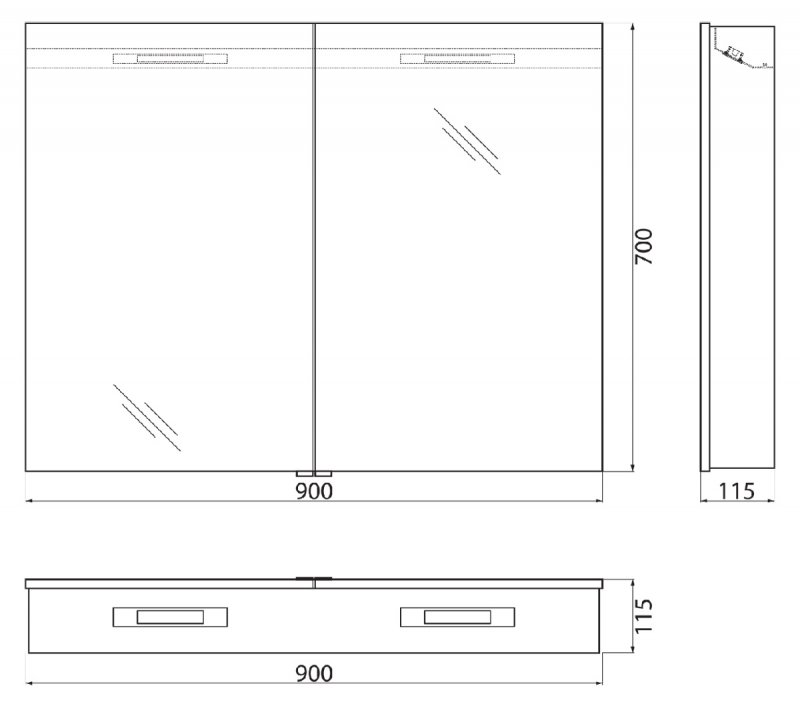 Зеркальный шкаф BelBagno SPC-1A-DL-BL 90