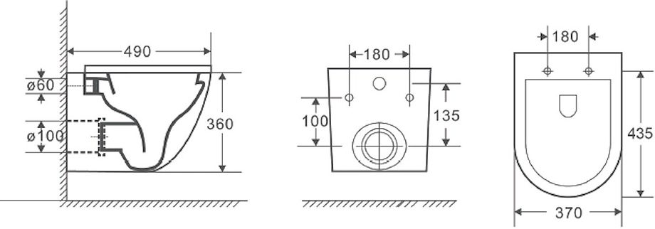 Унитаз подвесной D&K Matrix DT1396016 безободковый, белый