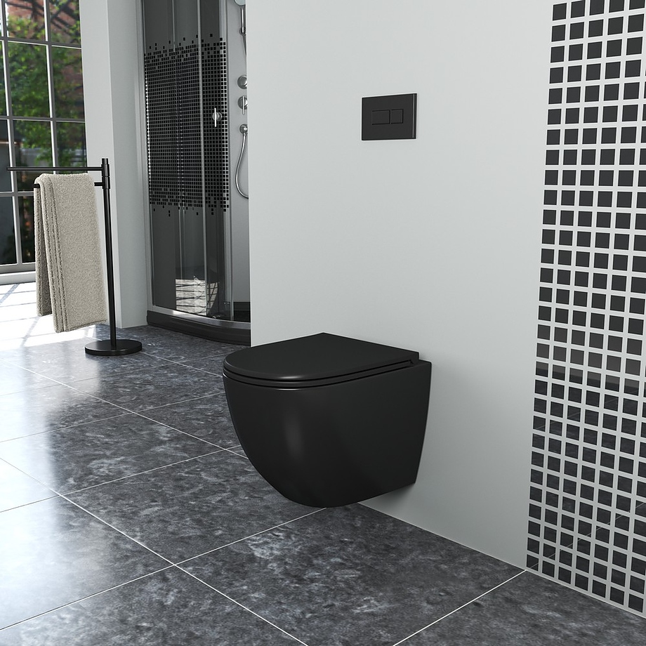 Унитаз подвесной D&K Matrix DT1396025 безободковый, черный