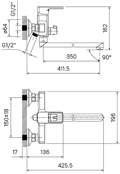 Смеситель для ванны Iddis Bild BILSB00i10WA