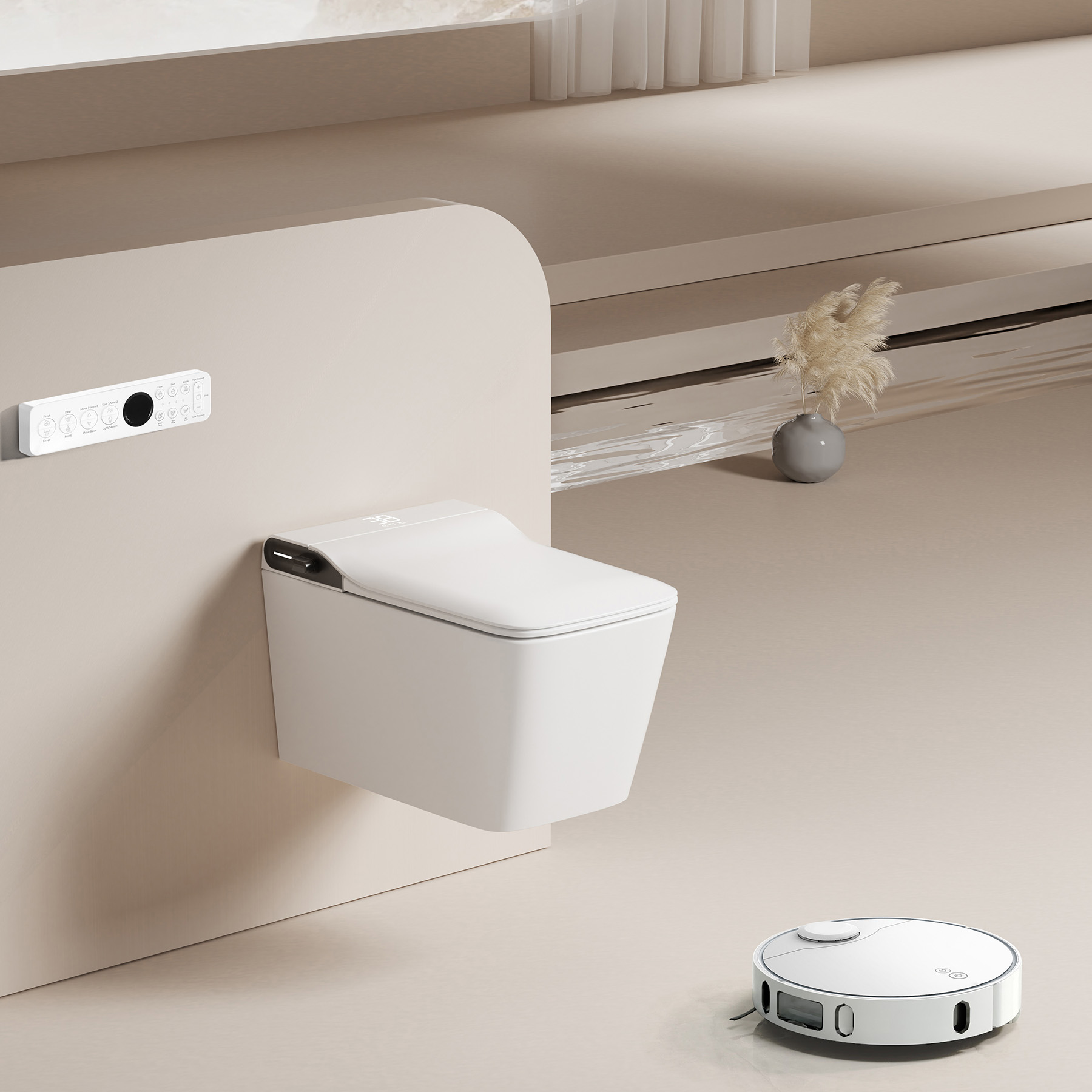 Электронный унитаз-биде Abber Rechteck AC1215S подвесной белый