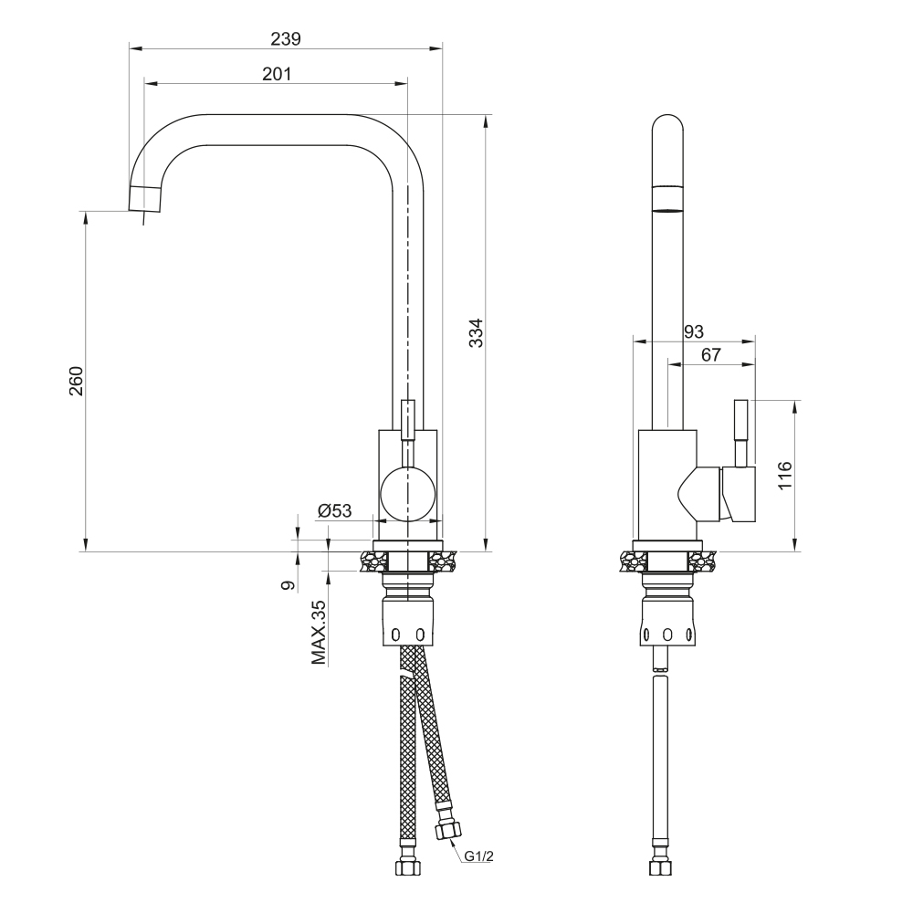Смеситель для кухни Olive's Balear 13435-2BLB