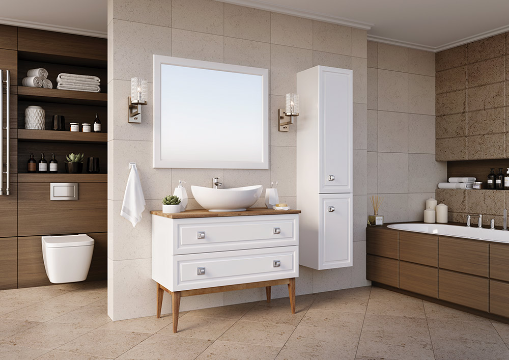 Мебель для ванной подвесная ASB-Woodline Каталина 80 White