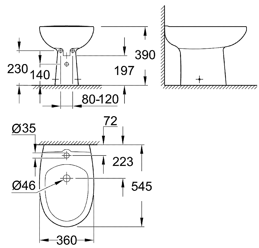 Биде напольное Grohe Bau Ceramic 39432000