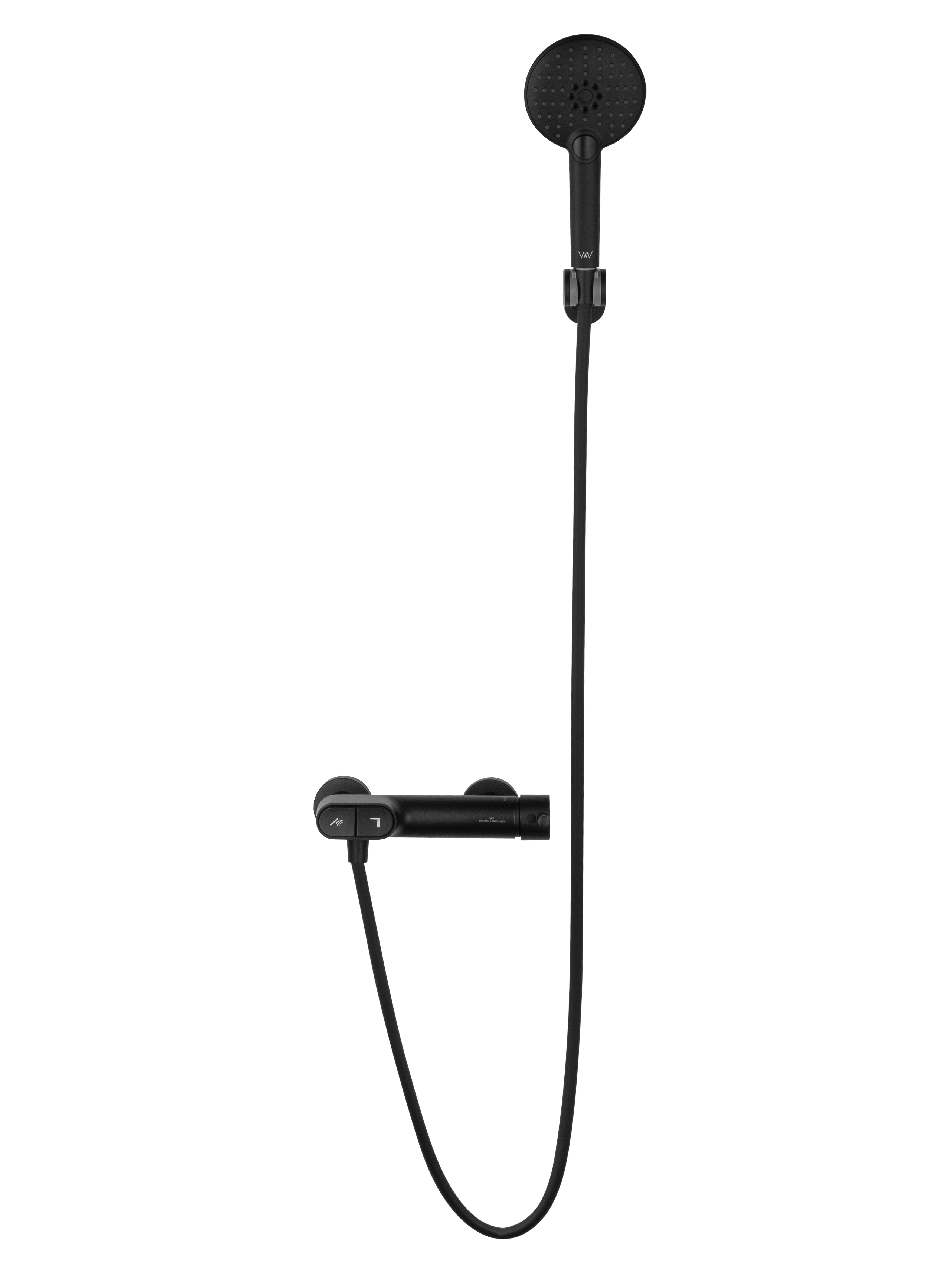 Смеситель для душа с встроенным изливом WONZON & WOGHAND MUSE Corno, Черный матовый WW-A30902-MB
