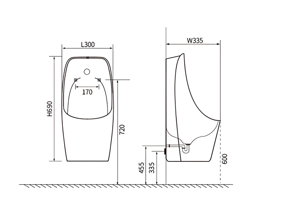 Писсуар в комплекте с сенсорным смывным механизмом AQ3060-S-00