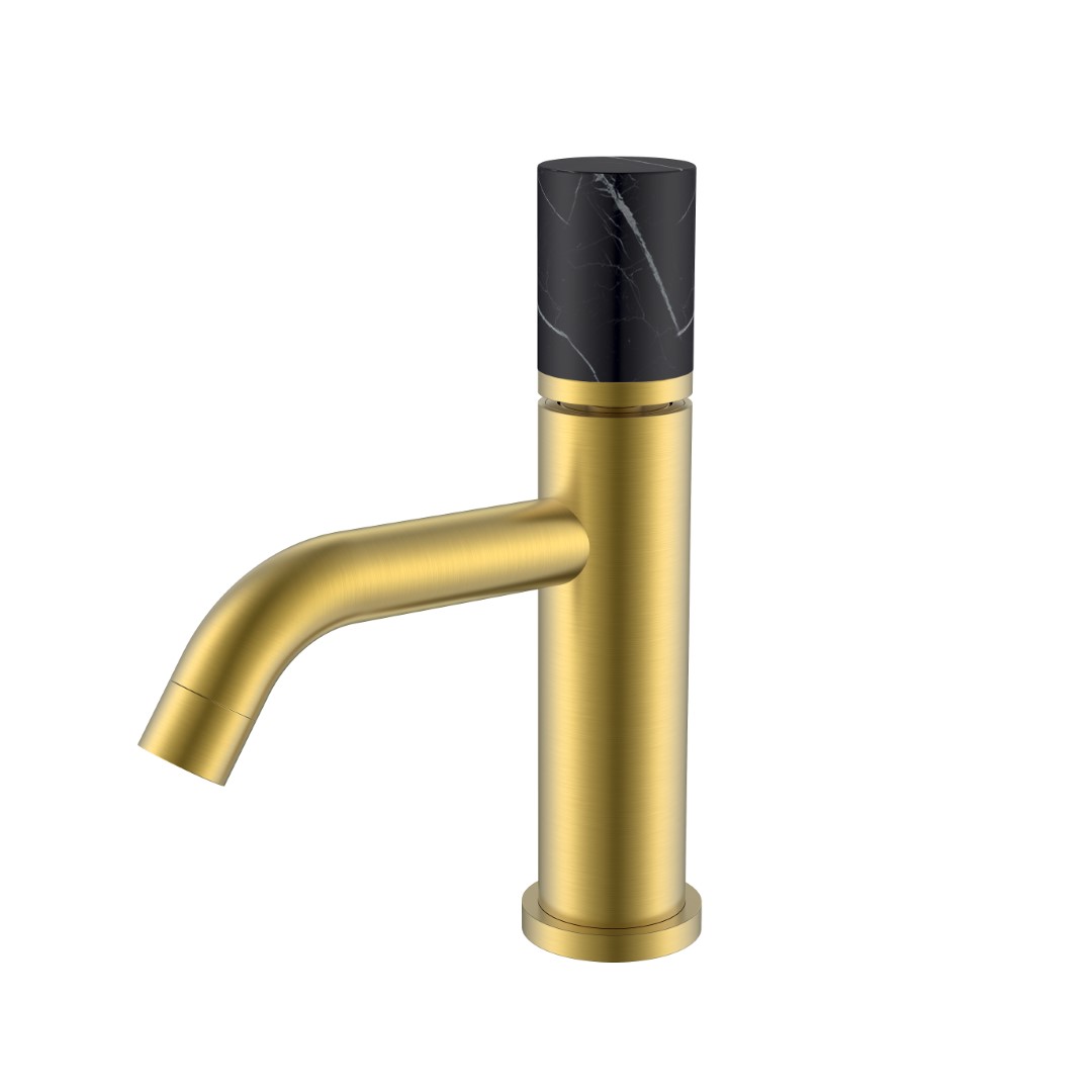 Смеситель Boheme STICK для умыв. низ. MATT GOLD MRAMOR BLACK (комплект) 121-MG-MR-B
