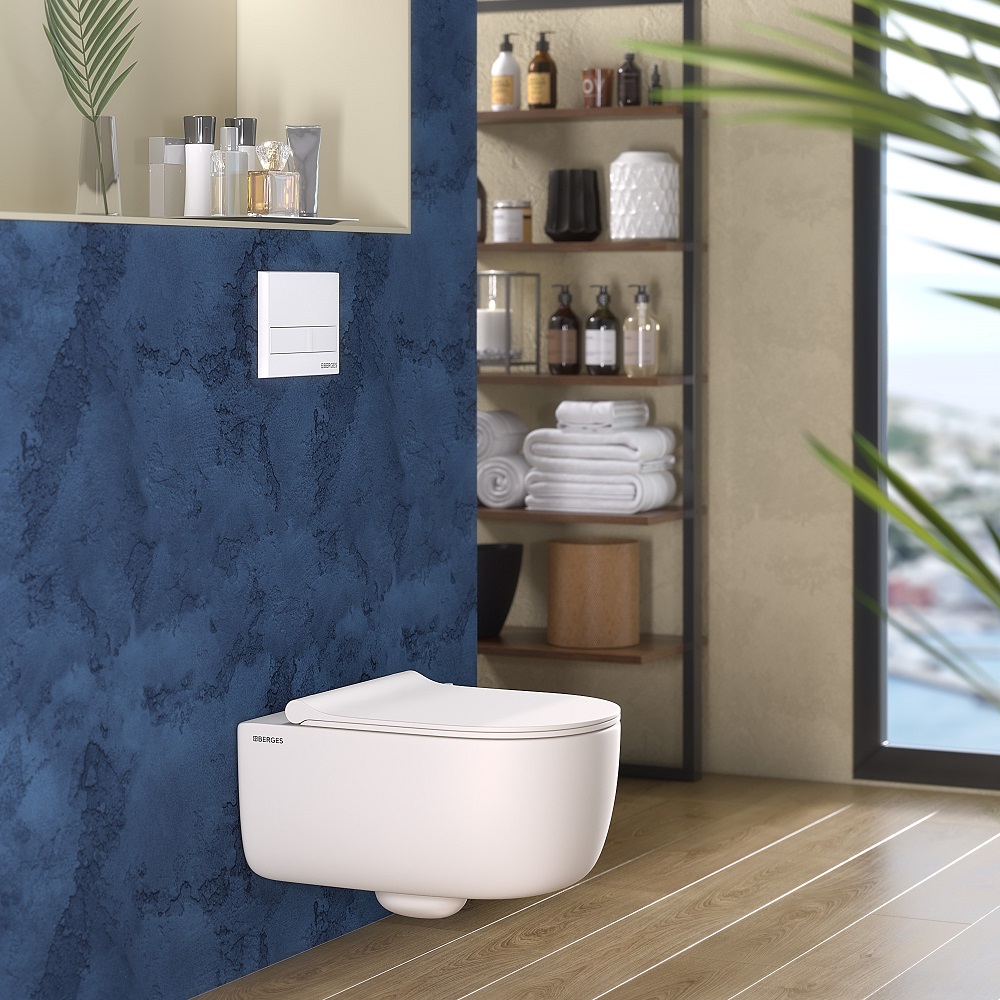 Унитаз подвесной Berges EGO XL 082228 безободковый, белый матовый