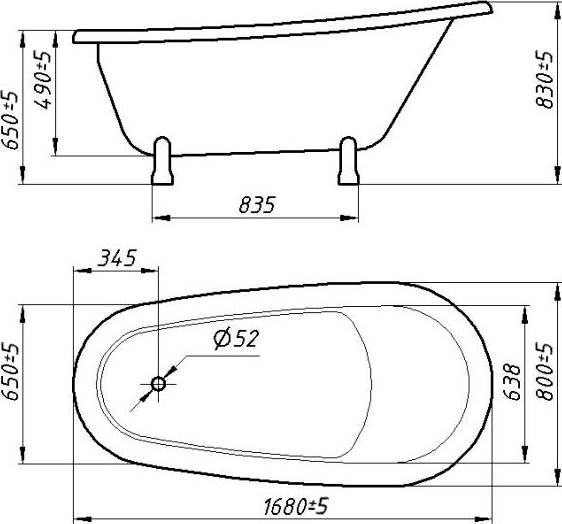 Ванна из искусственного камня Фэма Салерно 168x80 белая, белые ножки